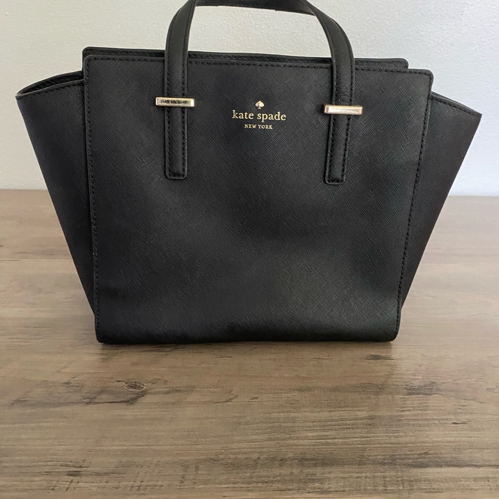 Kate Spade Black Satchel with Gold Accents